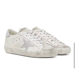 Golden Goose Women's White and Silver Super-Star Sneakers